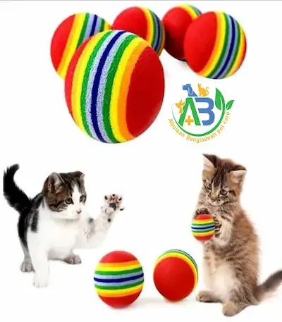 Colorful Rainbow Ball Cat Toy Sponge Ball Cat Toy Ball, Soft Pet Ball Toy for Cat Puppy Kitty Indoor Activity Play Training