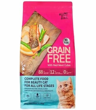 Kitchen Flavor Grain Free Cat Food With Real Meat Cubes For Beauty Cat For All Life Stages Food 1.5kg