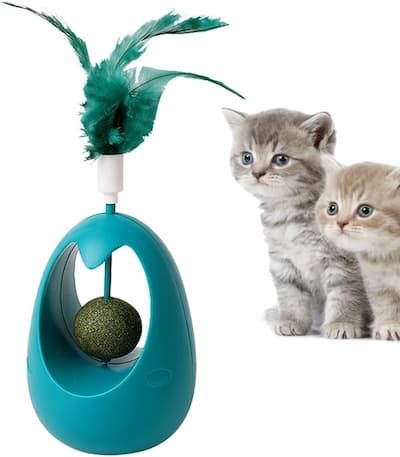 Roly Poly Cat Toy Automatic Moving Feather Teaser Stick
