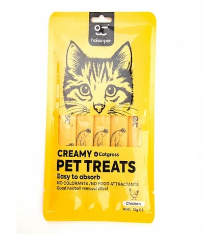 HAISENPET CREAMY CHICKEN WET TREAT CAT FOOD 5 X 15 Gm