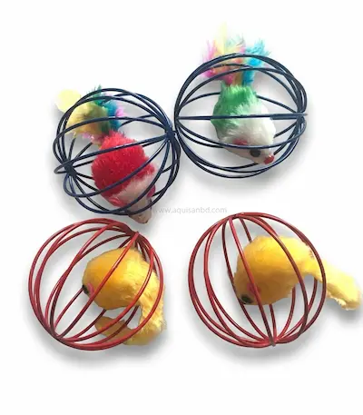Cat cage ball with colourful rat toy